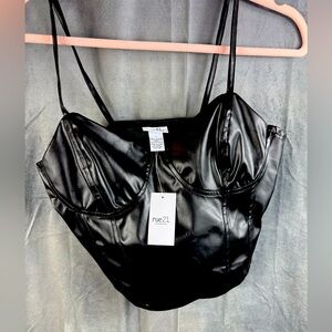 Rue21 Black Faux Leather Corset Inspired